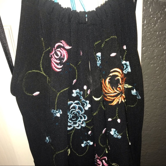 BCBG Floral Embroidered Maxi Halter Dress-Keyhole - Picture 3 of 8